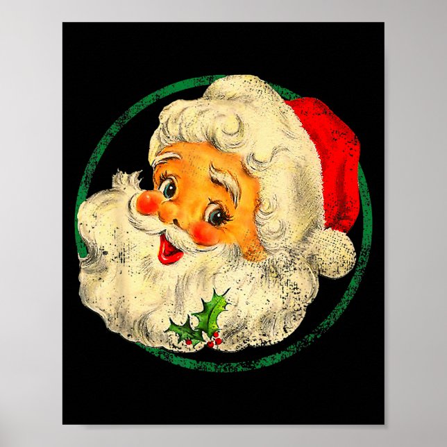 Poster Christmas Santa Claus Face Old Fashioned Pajamas H (Frente)