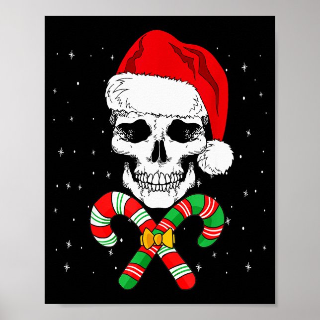 Poster Christmas Santa Skull Xmas Candy Skull Wearing San (Frente)