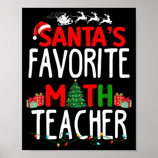 Poster Christmas Santa's Favorite Math Teacher Mathematic (Frente)