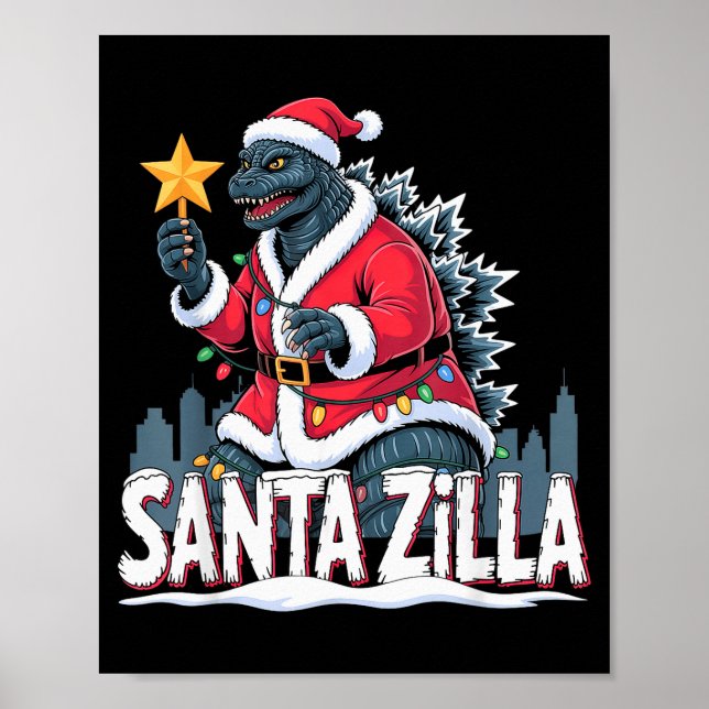 Poster Christmas Santazilla Japanese Monster Dinosaur Boy (Frente)