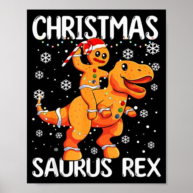 Poster Christmas Saurus Rex Gingerbread Man Cookie Trex B (Frente)