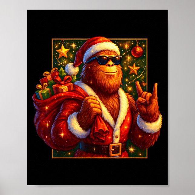 Poster Christmas Shirts Funny Xmas Sasquatch Santa Bigfoo (Frente)