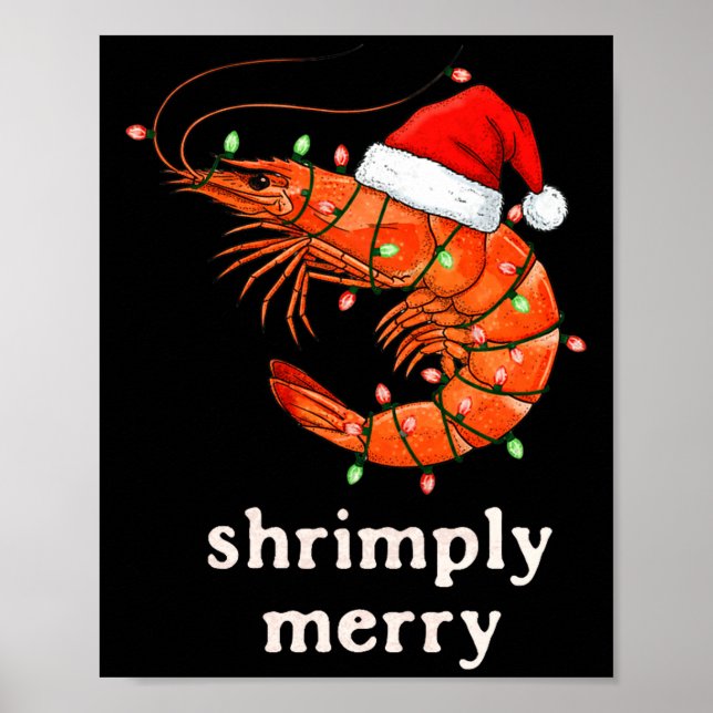 Poster Christmas Shrimp Holiday Shrimply Merry Funny Fest (Frente)