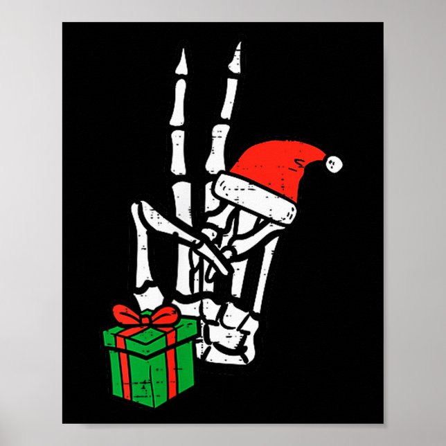 Poster Christmas Skeleton Hand Peace Cket Xmas Men Women  (Frente)