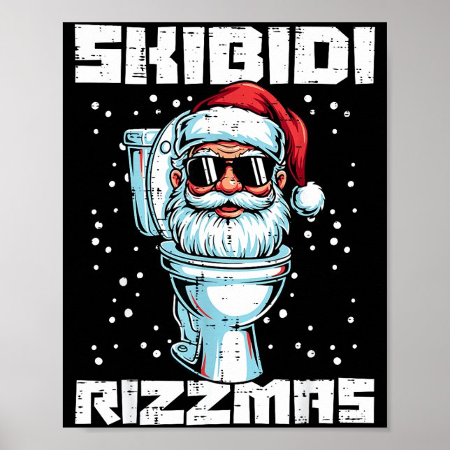 Poster Christmas Skibidi Rizzmas Toilet Xmas Meme Kids Me (Frente)