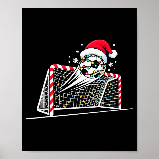 Poster Christmas Soccer Goal Ball Lights Santa Xmas Kids  (Frente)