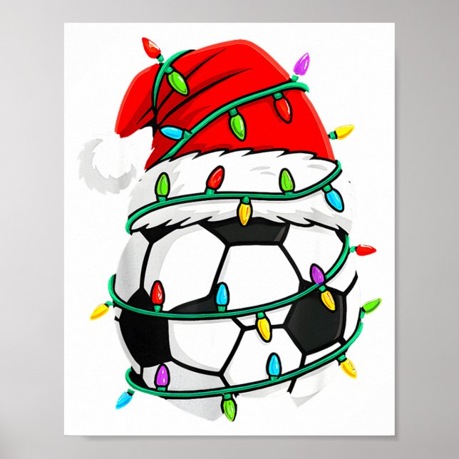 Poster Christmas Soccer Santa Hat Lights Santa Srts Xmas  (Frente)