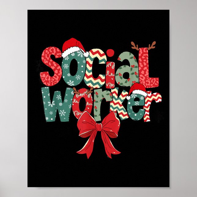 Poster Christmas Social Worker Retro Xmas Tis The Season  (Frente)