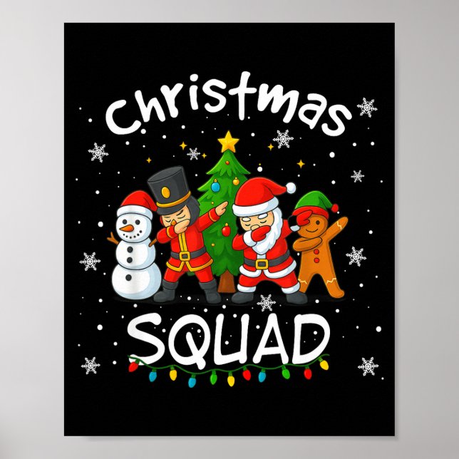 Poster Christmas Squad Funny Matching Santa Reindeer Snow (Frente)