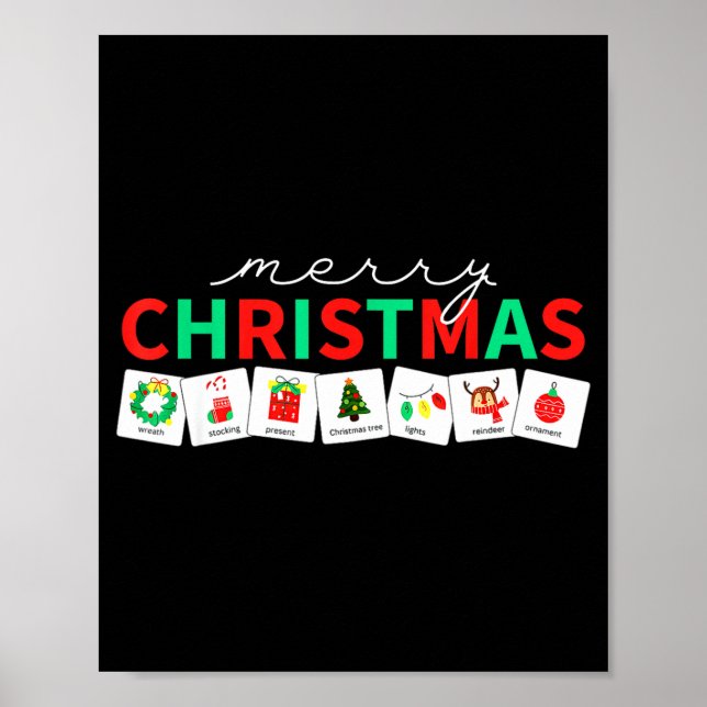 Poster Christmas Symbols Special Education Teacher Speech (Frente)