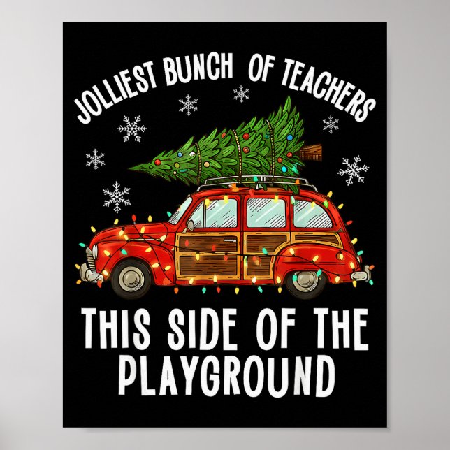 Poster Christmas Teacher Squad Festive Car Tree Lights Xm (Frente)