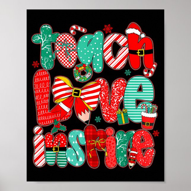 Poster Christmas Teacher Teach Love Insre Xmas Vibes  (Frente)
