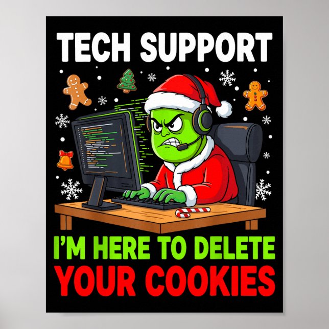 Poster Christmas Tech Suprt Here To Delete Cookies Holida (Frente)