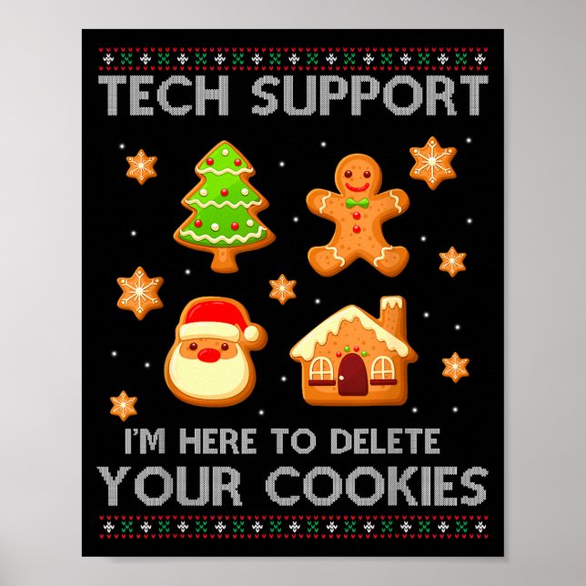 Poster Christmas Tech Suprt Here To Delete Cookies Ugly S (Frente)
