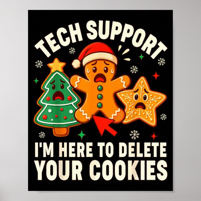 Poster Christmas Tech Suprt Here To Delete Cookies Xmas M (Frente)