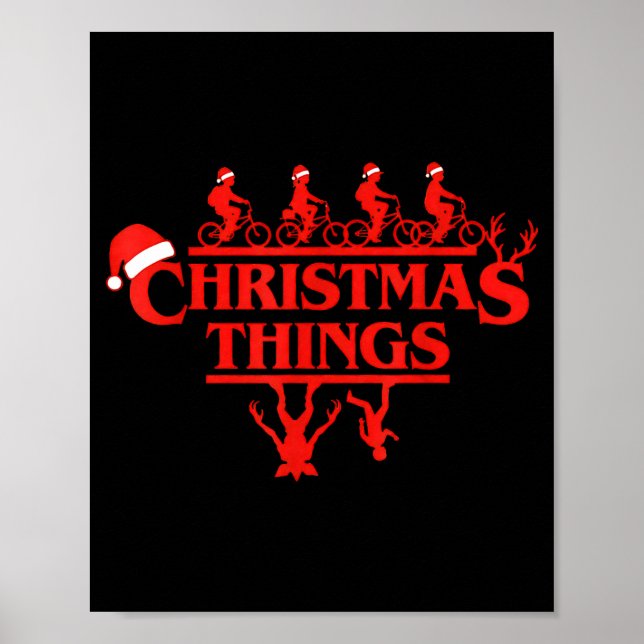 Poster Christmas Things Red Lettering Bike Squad Holiday  (Frente)