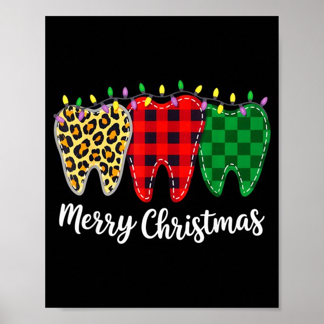 Poster Christmas Tooth Dentist Dental Istant Teeth Leopar (Frente)