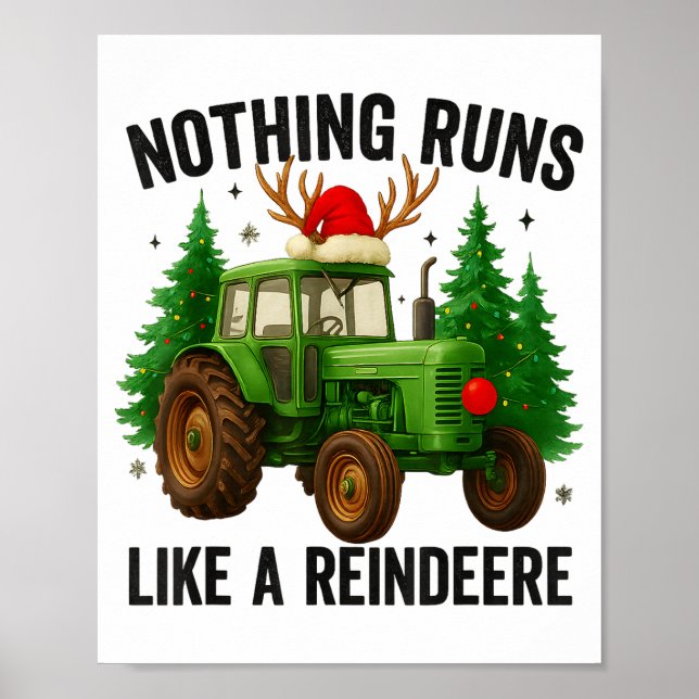 Poster Christmas Tractor Farm Nothing Runs Like A Reindee (Frente)