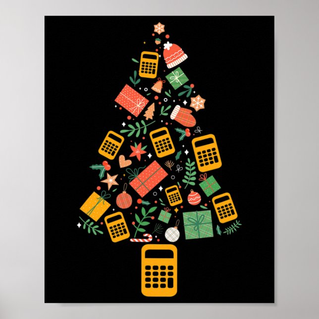 Poster Christmas Tree Accountant Calculator Finance Chris (Frente)