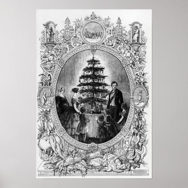 Pôster Christmas Tree at Windsor Castle, 1848 (Frente)