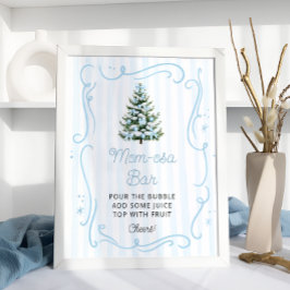 Poster Christmas Tree Blue Baby Shower Mom-osa Bar