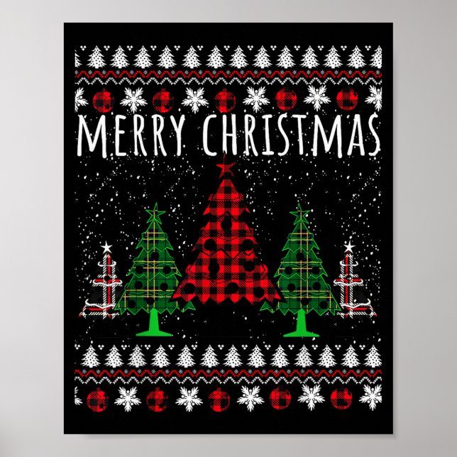 Poster Christmas Tree Buffalo Gingham Plaid  (Frente)