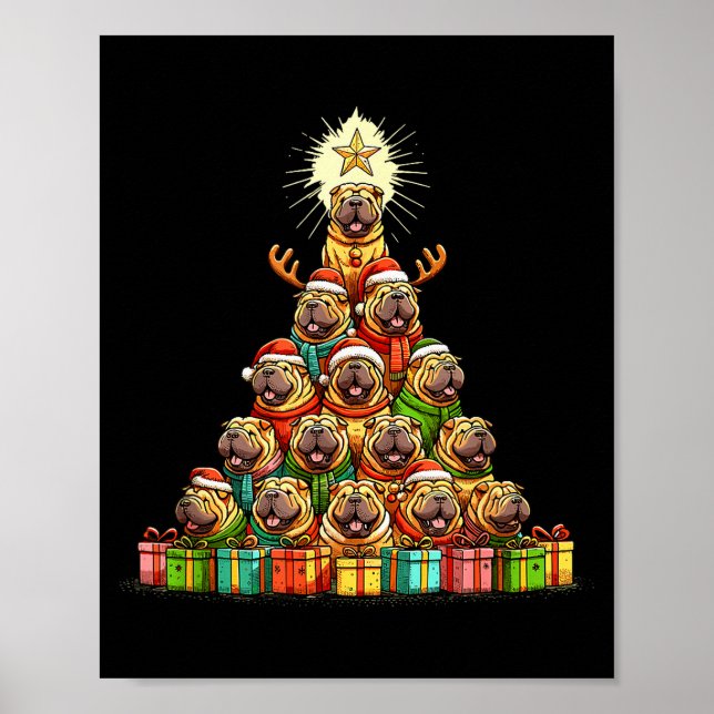 Poster Christmas Tree Chinese Shar-pei Shar Pei  (Frente)