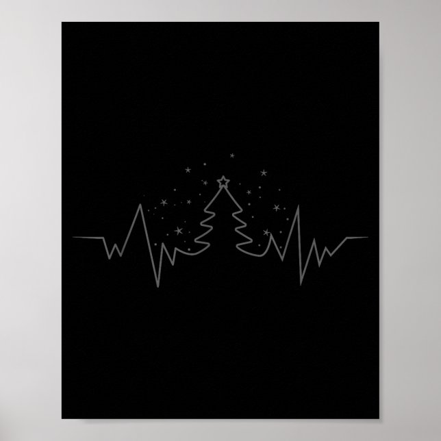 Poster Christmas Tree Heartbeat Funny For Xmas Lovers  (Frente)