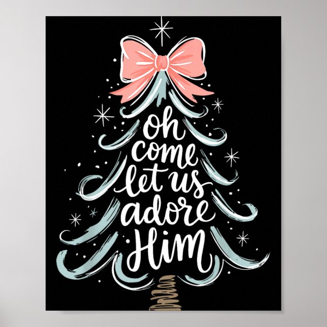 Poster Christmas Tree Oh Come Let Jesus Us Adore Him Coqu (Frente)