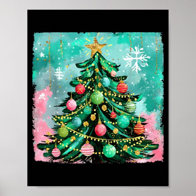 Poster Christmas Tree Ornaments Holiday Xmas Lights Men W (Frente)