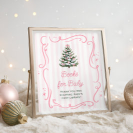 Poster Christmas Tree Pink Baby Shower Books for Baby