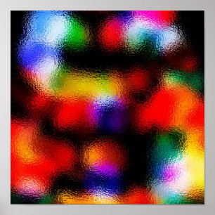 Poster Christmas tree’s lights trough the frosted window