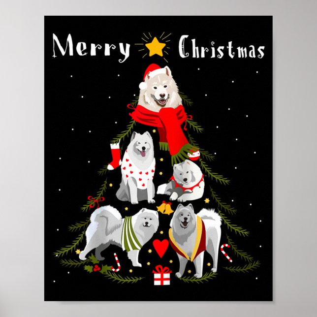 Poster Christmas Tree Samoyed Lover Xmas Dog Owner New Ye (Frente)