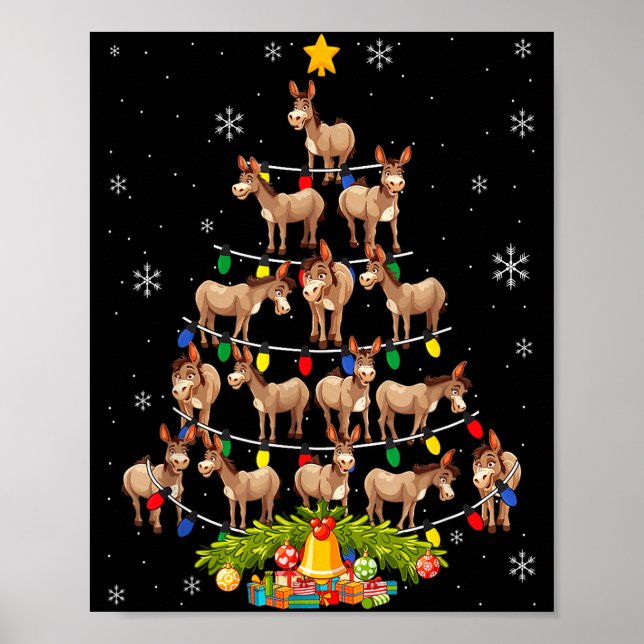 Poster Christmas Tree Santa Hat Lights Xmas  (Frente)