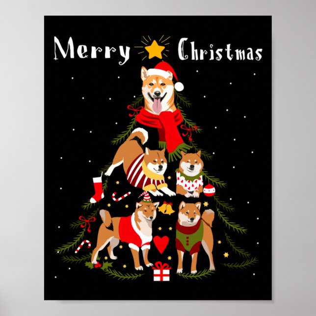 Poster Christmas Tree Shiba Inu Lover Xmas Dog Owner New  (Frente)