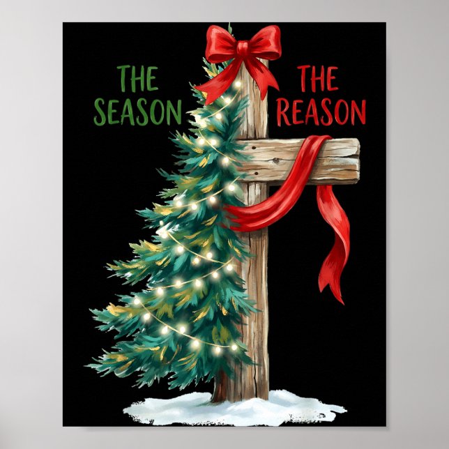 Poster Christmas Tree The Season Jesus Cross The Reason X (Frente)