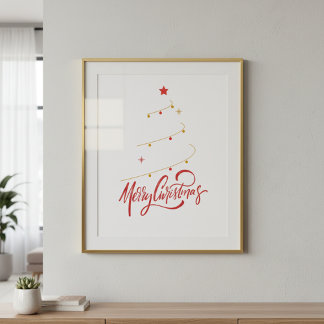 Poster Christmas Tree Typography Script Minimalist