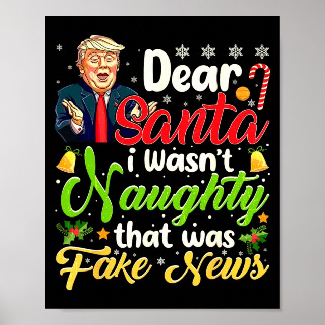 Poster Christmas Trump Dear Santa Fake News Funny Xmas Me (Frente)