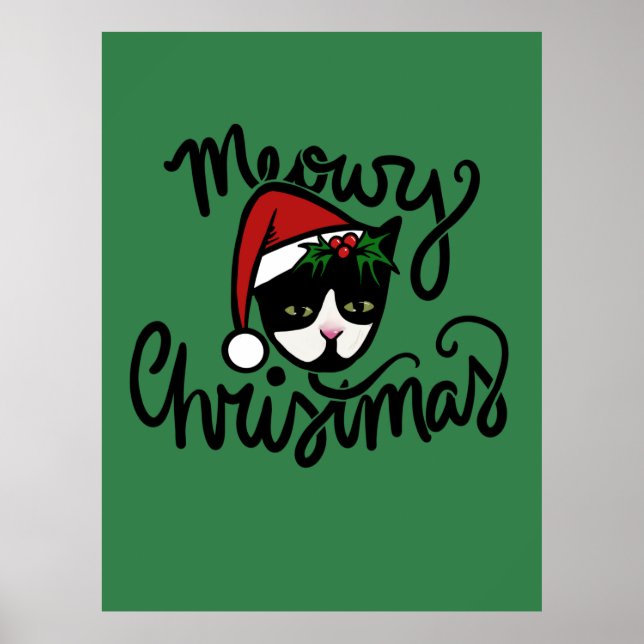 Poster Christmas Tuxedo Cat (Frente)