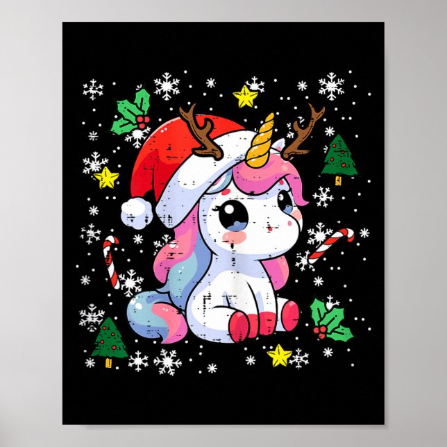 Poster Christmas Unicorn Cute Magical Xmas Toddler Girls  (Frente)