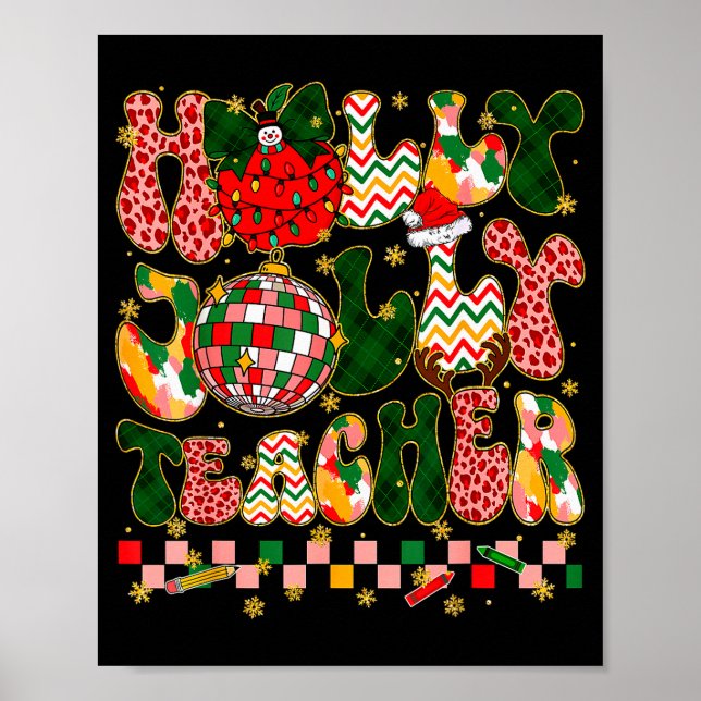Poster Christmas Vibes Teacher Leopard Snowman Xmas Men W (Frente)