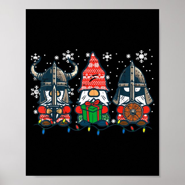 Poster Christmas Viking Gnomes Funny Nordic Xmas Men Wome (Frente)