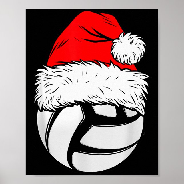 Poster Christmas Volleyball Ball Santa Hat Xmas Matching  (Frente)