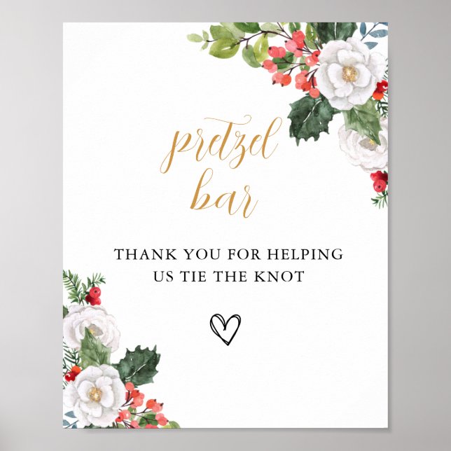 Poster Christmas Winter Pretzel Bar Bridal Shower Sign (Frente)