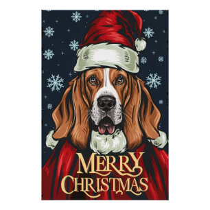 Pôster Christmas with Basset Hound
