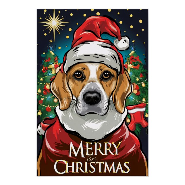 Pôster Christmas with Beagle (Frente)