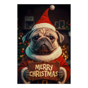 Pôster Christmas with Pug