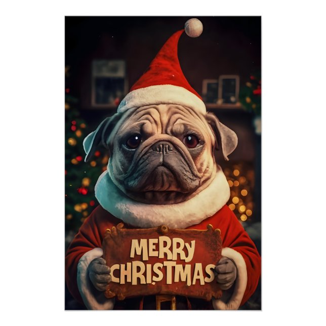 Pôster Christmas with Pug (Frente)
