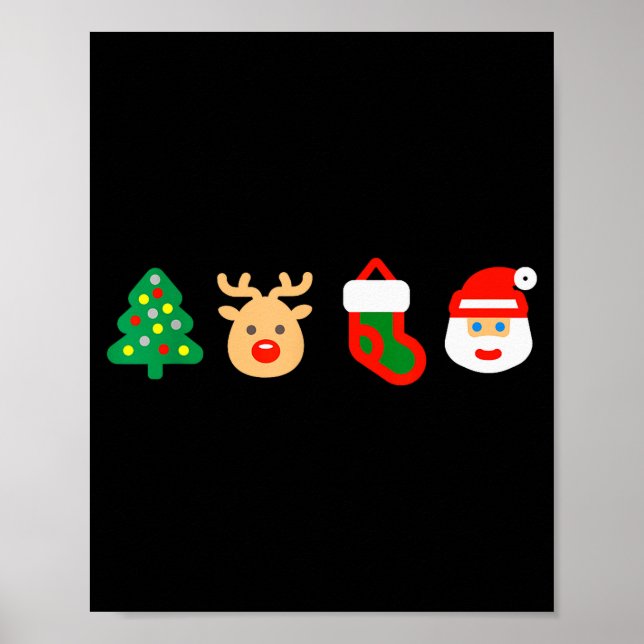 Poster Christmas Xmas Santa, Tree, Stocking, Reindeer Des (Frente)