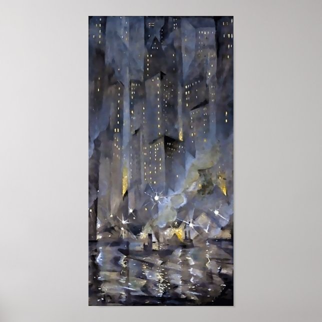 Poster Christopher Nevinson - Nova York à Noite 1920 (Frente)